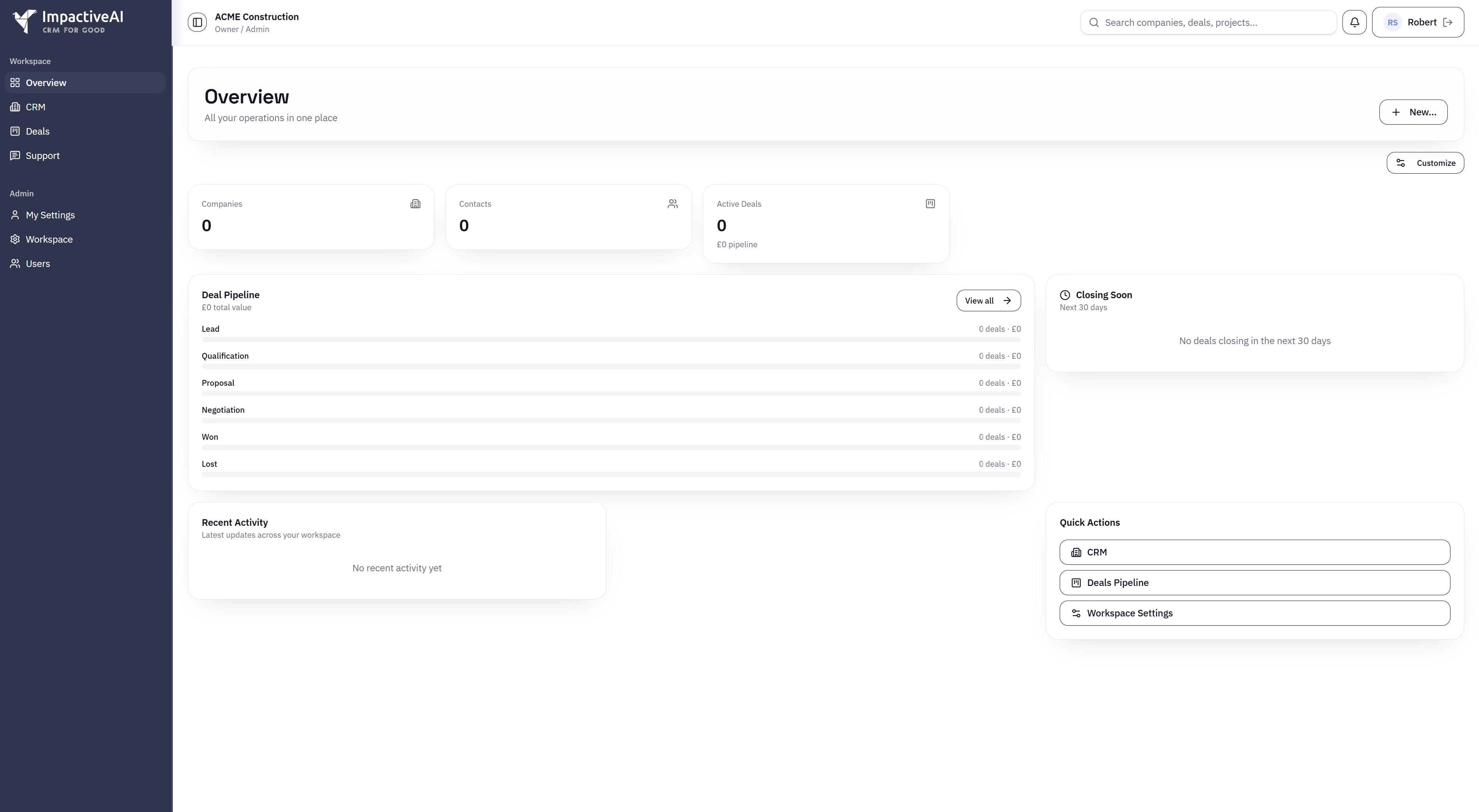 ImpactiveAI CRM Dashboard
